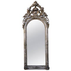 French Louis XV Style Carved Silver Gilt Mirror