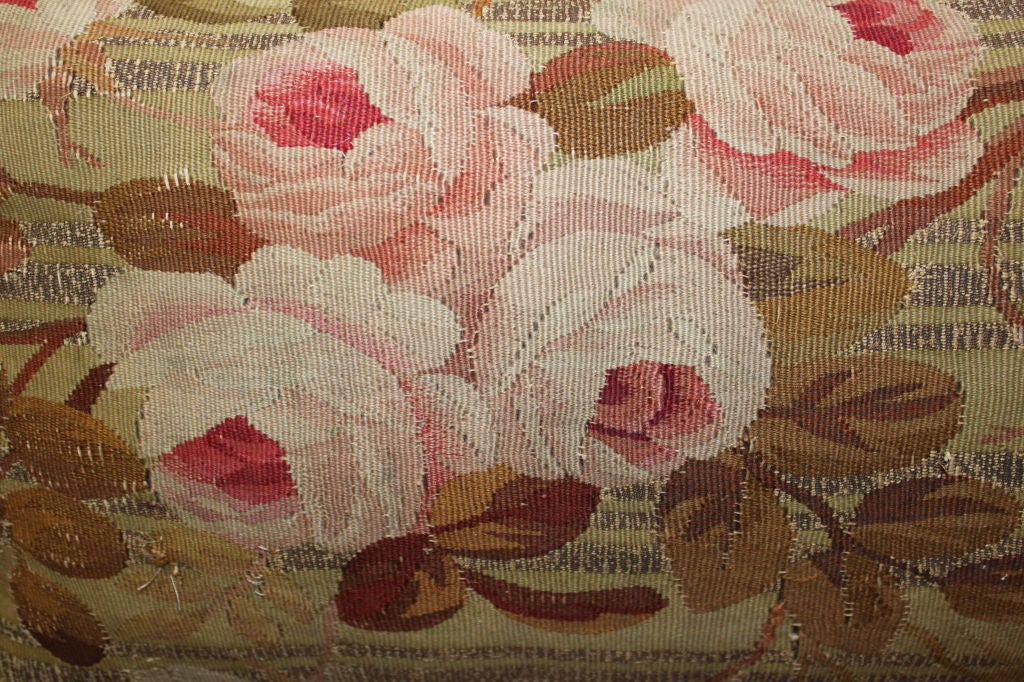 Pair of 19th C. Aubusson Pillows with Metallic Fringe 1