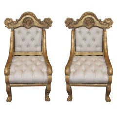 Pair of Italian Gilt Wood Armchairs