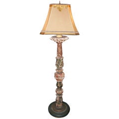 19th Century Painted Spanish Standing Lamp with Custom Shade