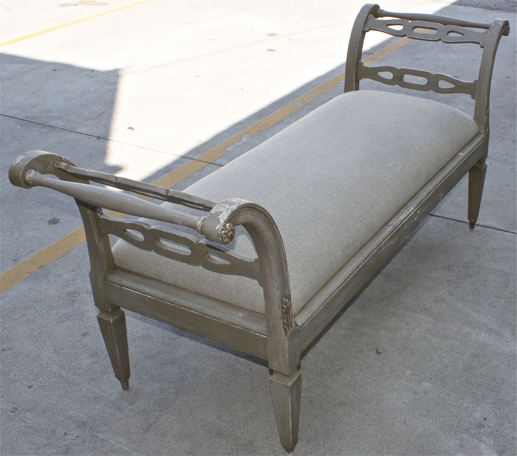 Italian Style Painted & Parcel Gilt Bench