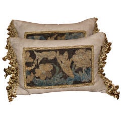 Pair of 18th C. Tapestry Pillows with Tassel Trim