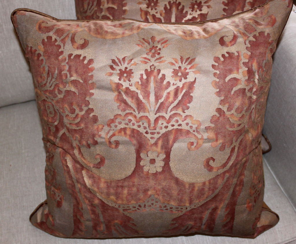 Italian Pair of Vintage Authentic Fortuny Pillows C. 1950's