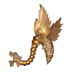19th C. Gilt Wood Carved Italian Dragon