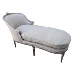 Antique Carved French Painted Upholstered Chaise C. 1900's