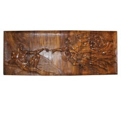 Hand Carved Mahogany Panel of Michaelangelo's "Creation of Adam"