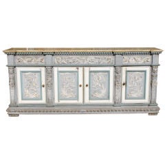 Carved Italian Painted Credenza C. 1930's