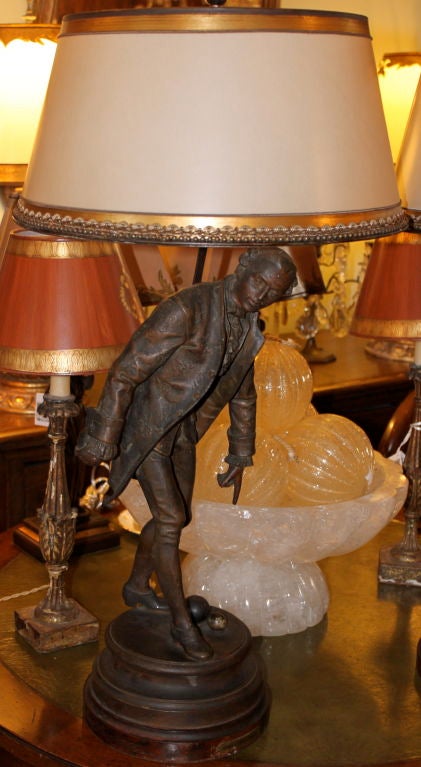 20th Century Pair of French Figural Lamps with Custom Shades C. 1900's