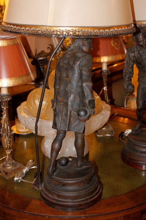 Pair of French Figural Lamps with Custom Shades C. 1900's 2