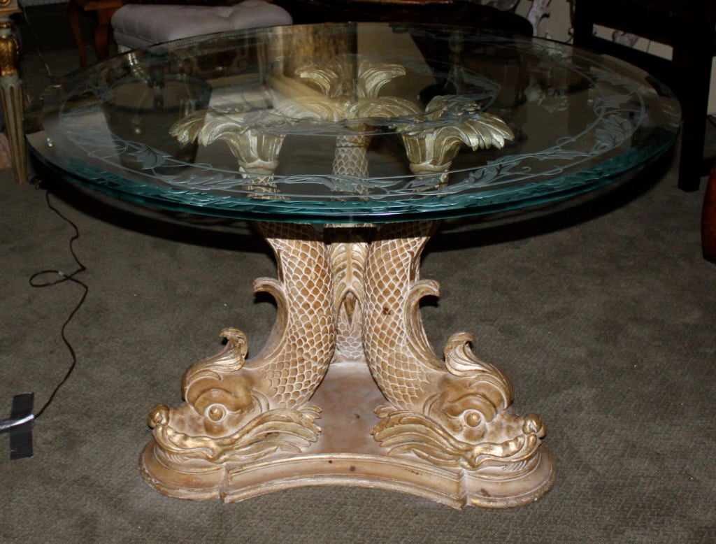 Mid-20th Century Carved Italian Dolphin Center Table C. 1930's