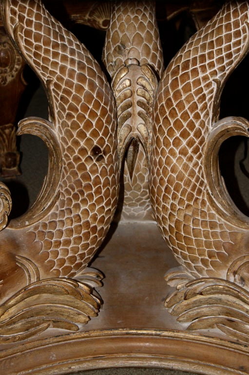 Carved Italian Dolphin Center Table C. 1930's 3