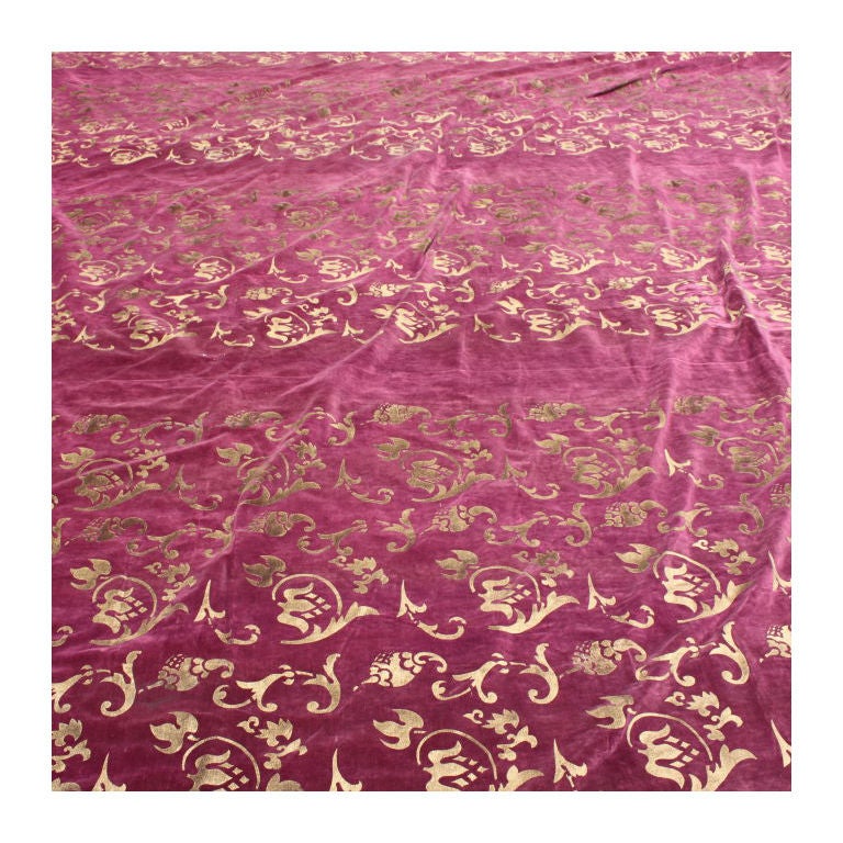 Italian Gold Stenciled "Nomi"  Velvet Drapery Panels