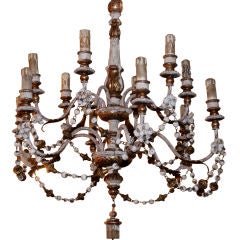 (12) Light Italian Carved Painted Chandelier