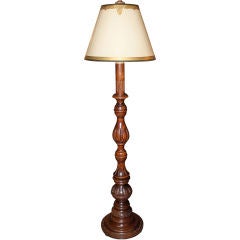 Carved Italian Floor Lamp with Parchment Shade C. 1920's