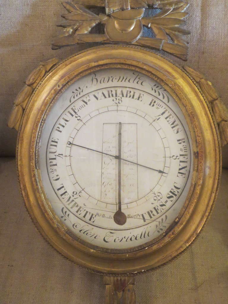 Italian 19th Century Gilt Wood Barometer