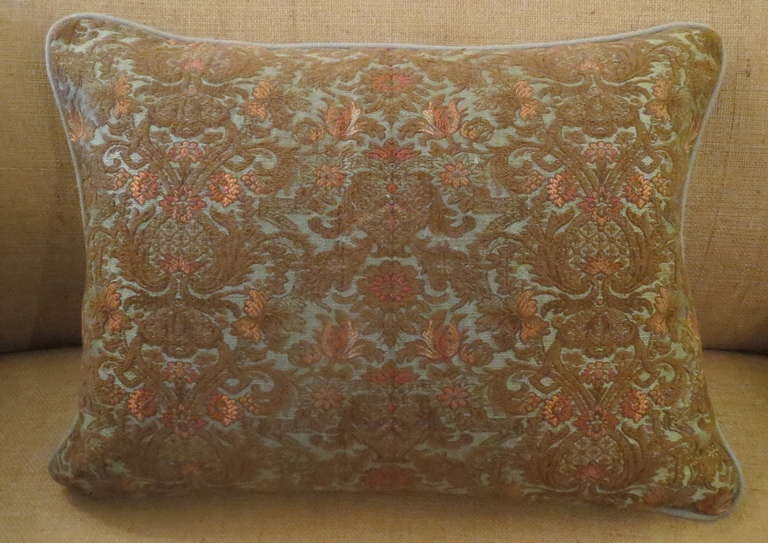Pair of Aqua French Brocade Pillows
