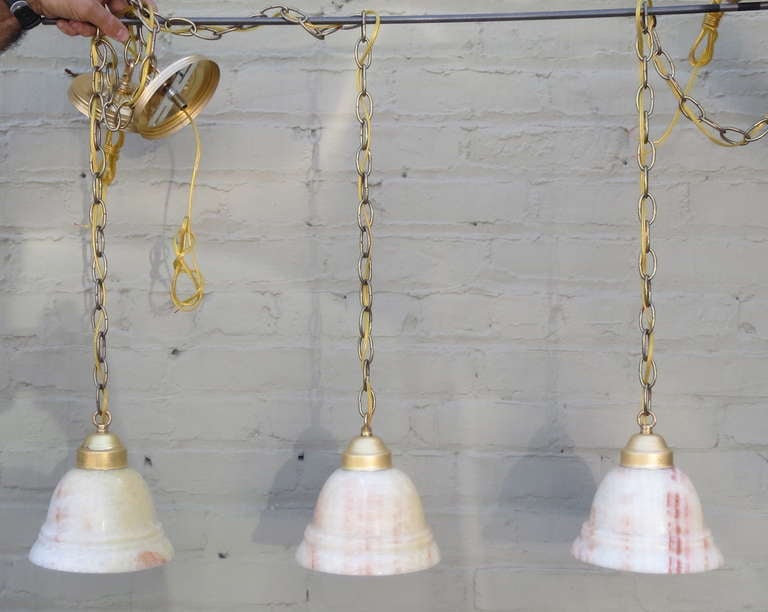 Set Of Three Alabaster Light Fixtures