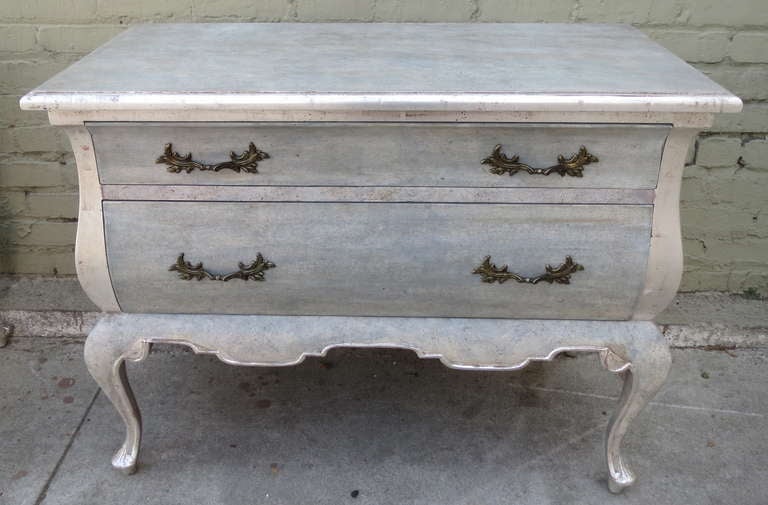 Pair of Painted & Silver Gilt Commodes