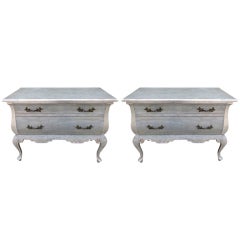 Pair of Painted 
Silver Gilt Commodes