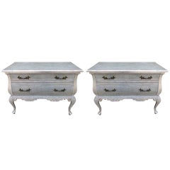 Pair of Painted & Silver Gilt Commodes