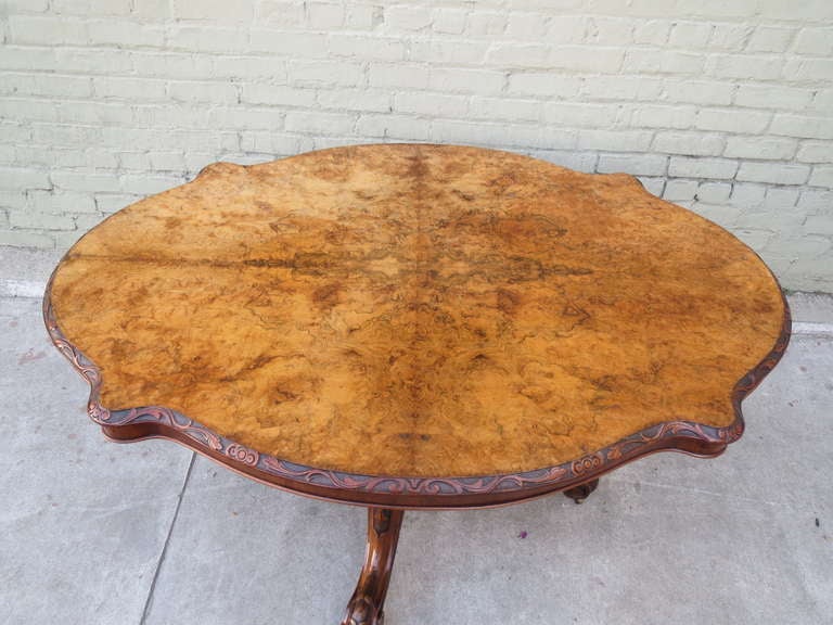 Wood 19th C. French Burl Walnut Table