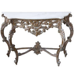 Italian Painted Console with Marble Top