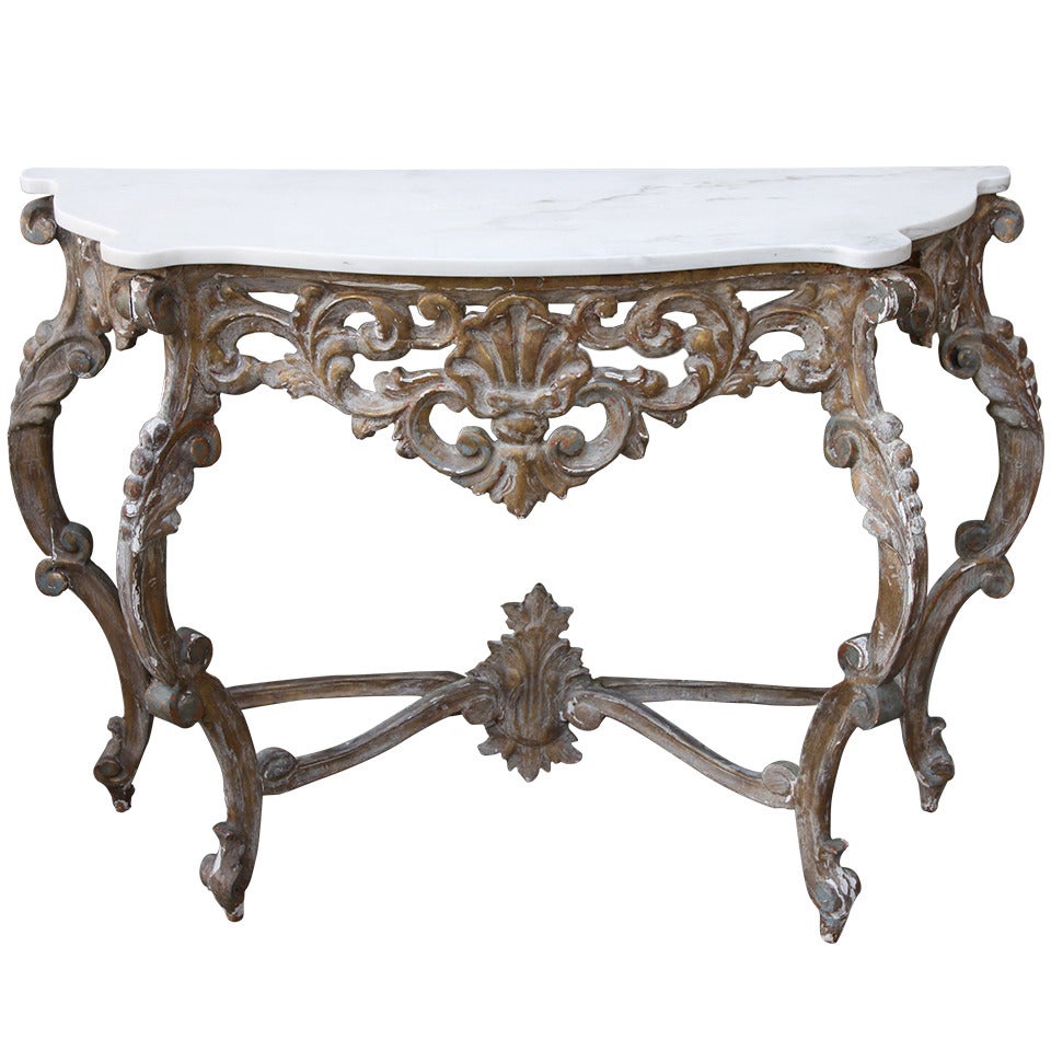 Italian Painted Console with Marble Top