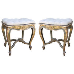 Pair of French Gilt Wood Stools