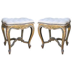 Pair of French Gilt Wood Stools