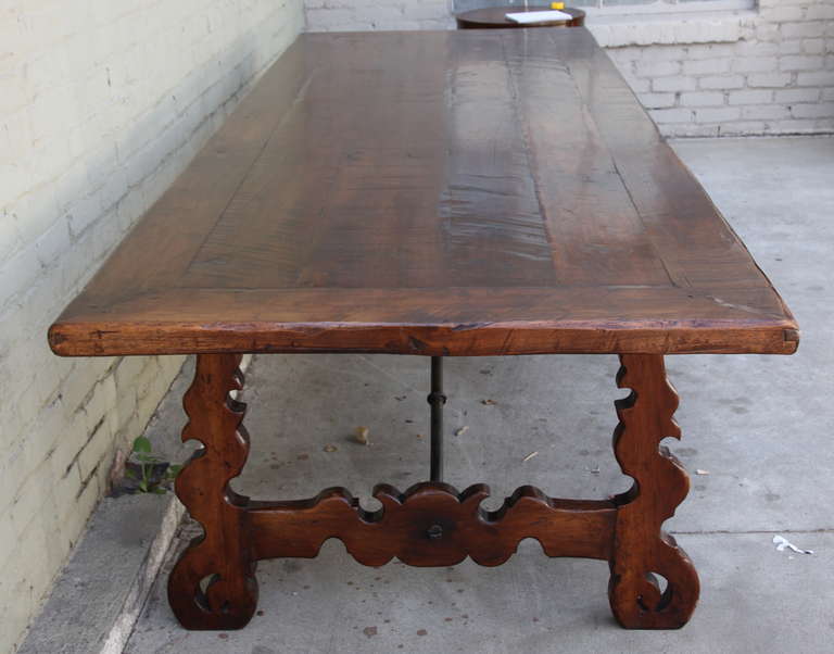 20th Century Spanish Baroque Style Walnut Trestle Table