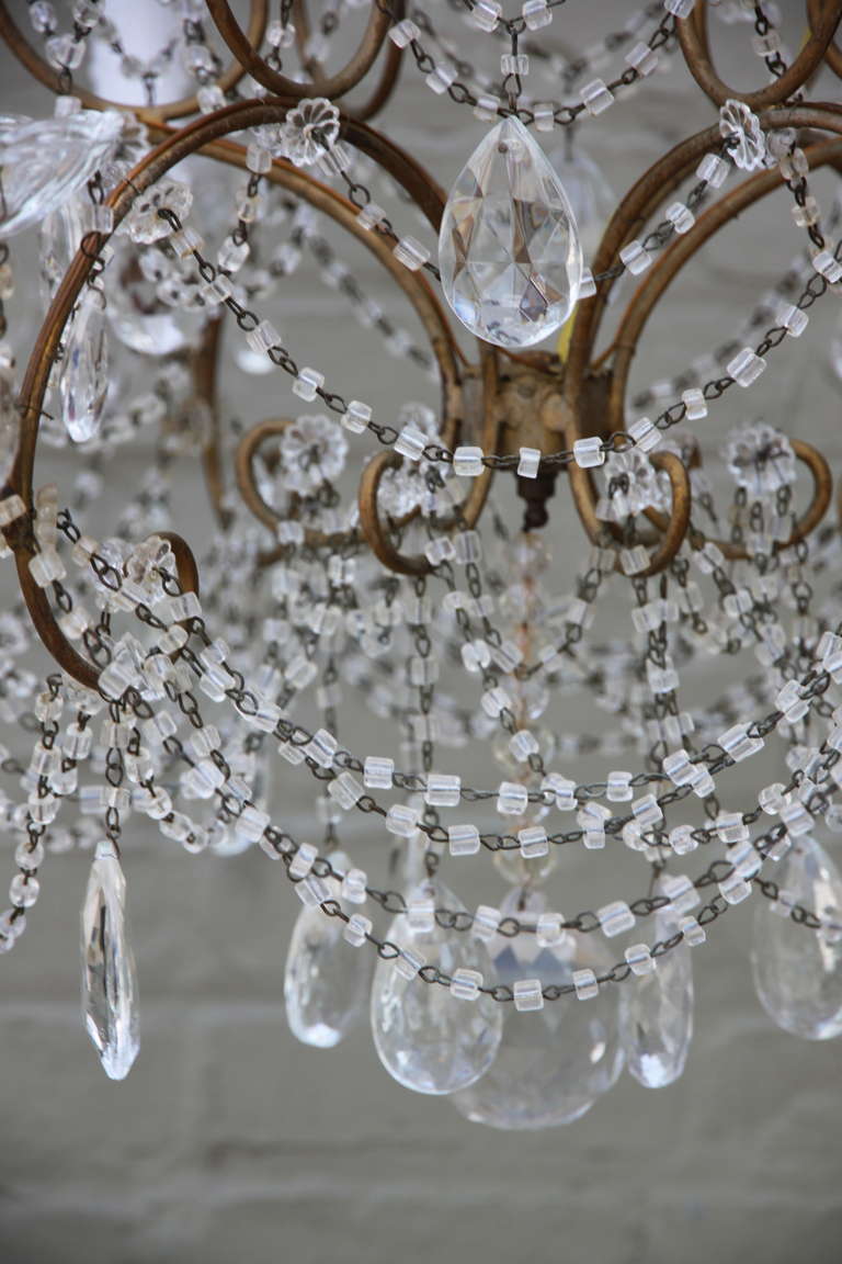 Crystal Italian Macaroni Beaded Chandelier C. 1930