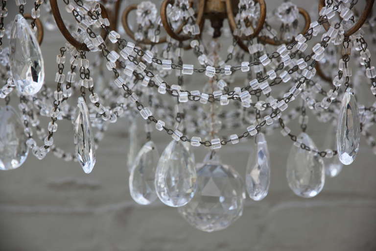 Mid-20th Century Italian Macaroni Beaded Chandelier C. 1930