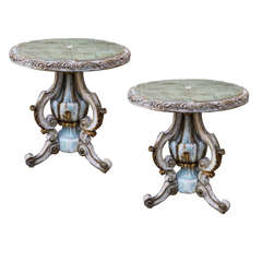 Pair of Italian Side Tables with Mirrored Tops