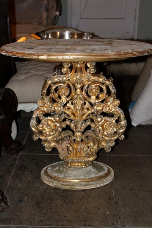 Carved Italian Painted & Parcel Gilt Table C. 1900's