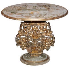 Carved Italian Painted & Parcel Gilt Table C. 1900's