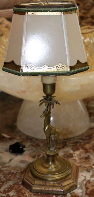 Pair of Petite Candlestick Lamps with Giraffe C. 1900's