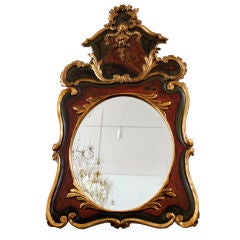 Painted & Parcel Gilt Carved Italian Mirror C. 1940's