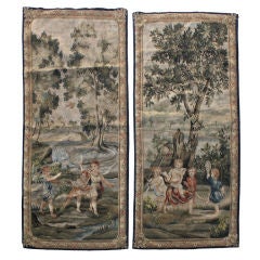 Pair of 19th C. Tapestry Panels with Figures/Foliage