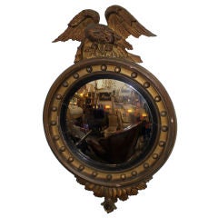 Antique Gold Gilt Bullseye Federal Style Mirror C. 1900's