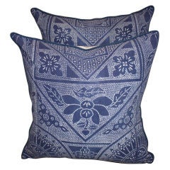 Pair of Continental Batik Pillows C. 1900's