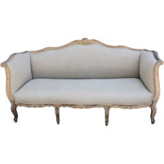 Antique Carved French Belgium Linen Sofa C. 1900's