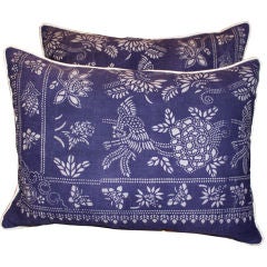 Pair of Vintage Purple Batik Pillows