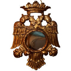 Carved Italian Gilt Wood Crest  Mirror C. 1920's