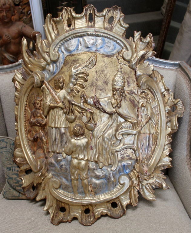 19th Century Italian Gilt Wood Shield