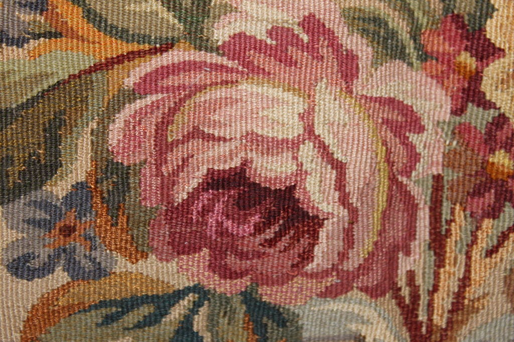 Stunning 19th C. Floral Aubusson Bed Pillow 1