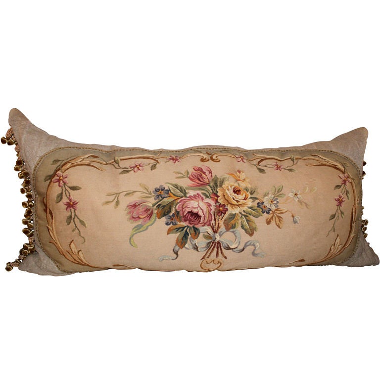 Stunning 19th C. Floral Aubusson Bed Pillow