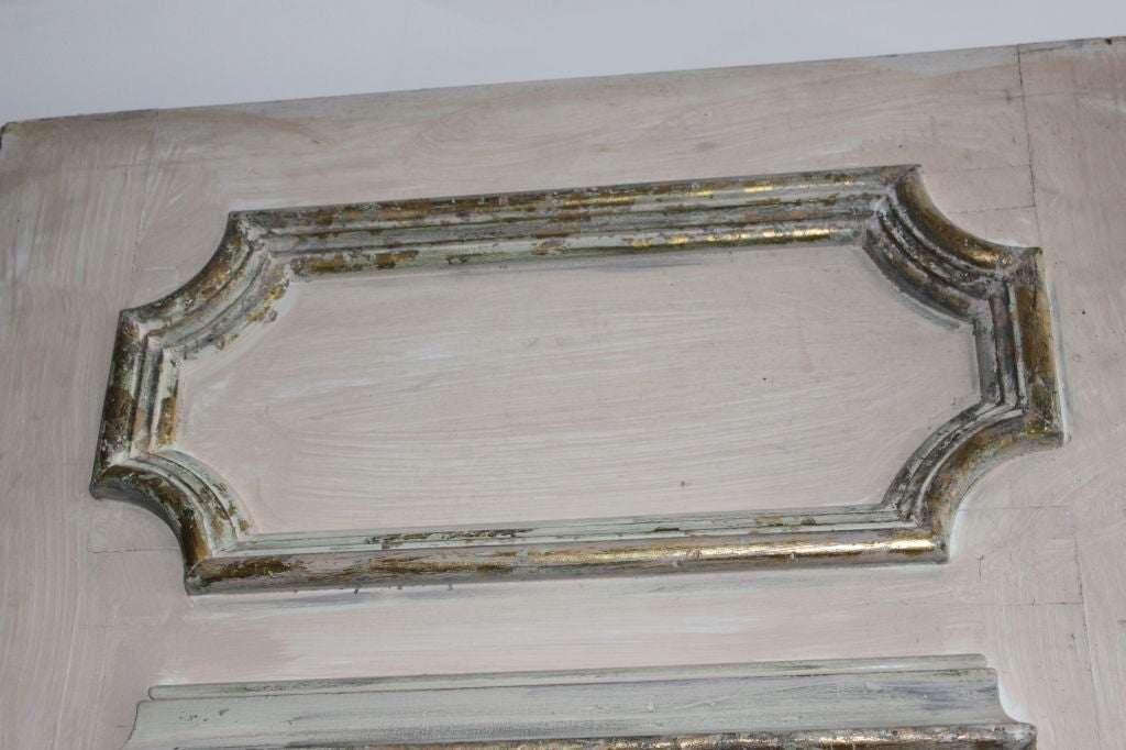 Pair of French Painted & Parcel Gilt Doors C. 1940's 1