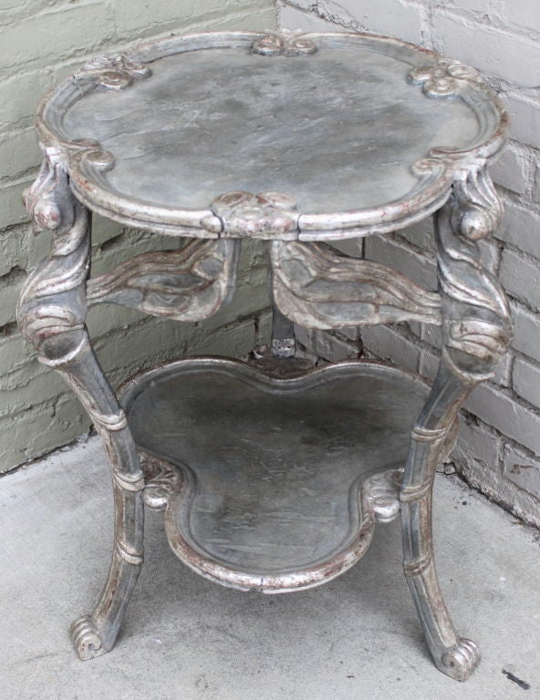 Pair of Continental Painted & Silver Gilt Tables C. 1900's