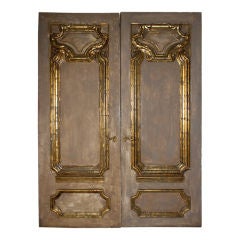 Pair of French Painted & Parcel Gilt Doors C. 1940's