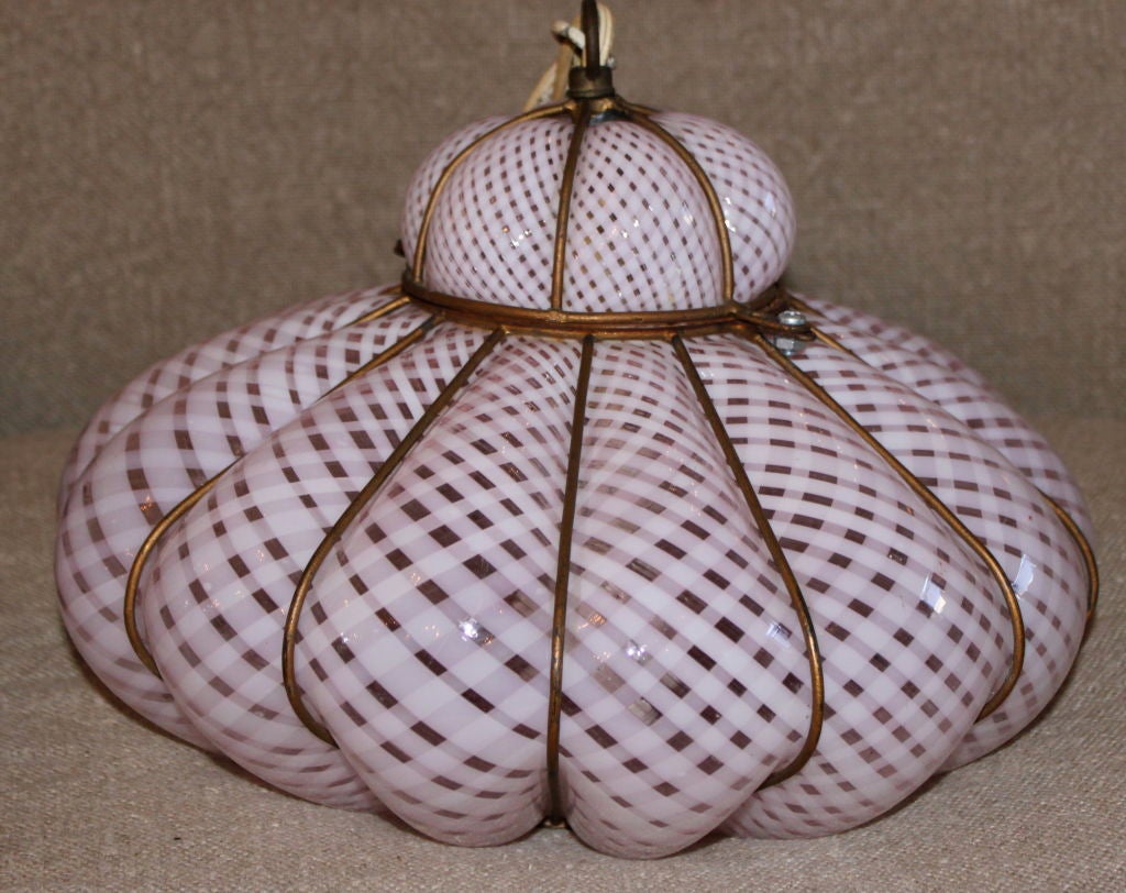Pair of Ribbon Style Murano Glass Light Fixtures C. 1930's